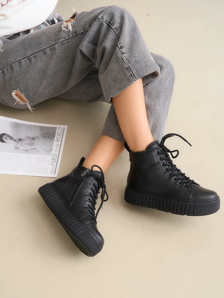 Ботинки зимние кеды натуральная кожа - фото 1