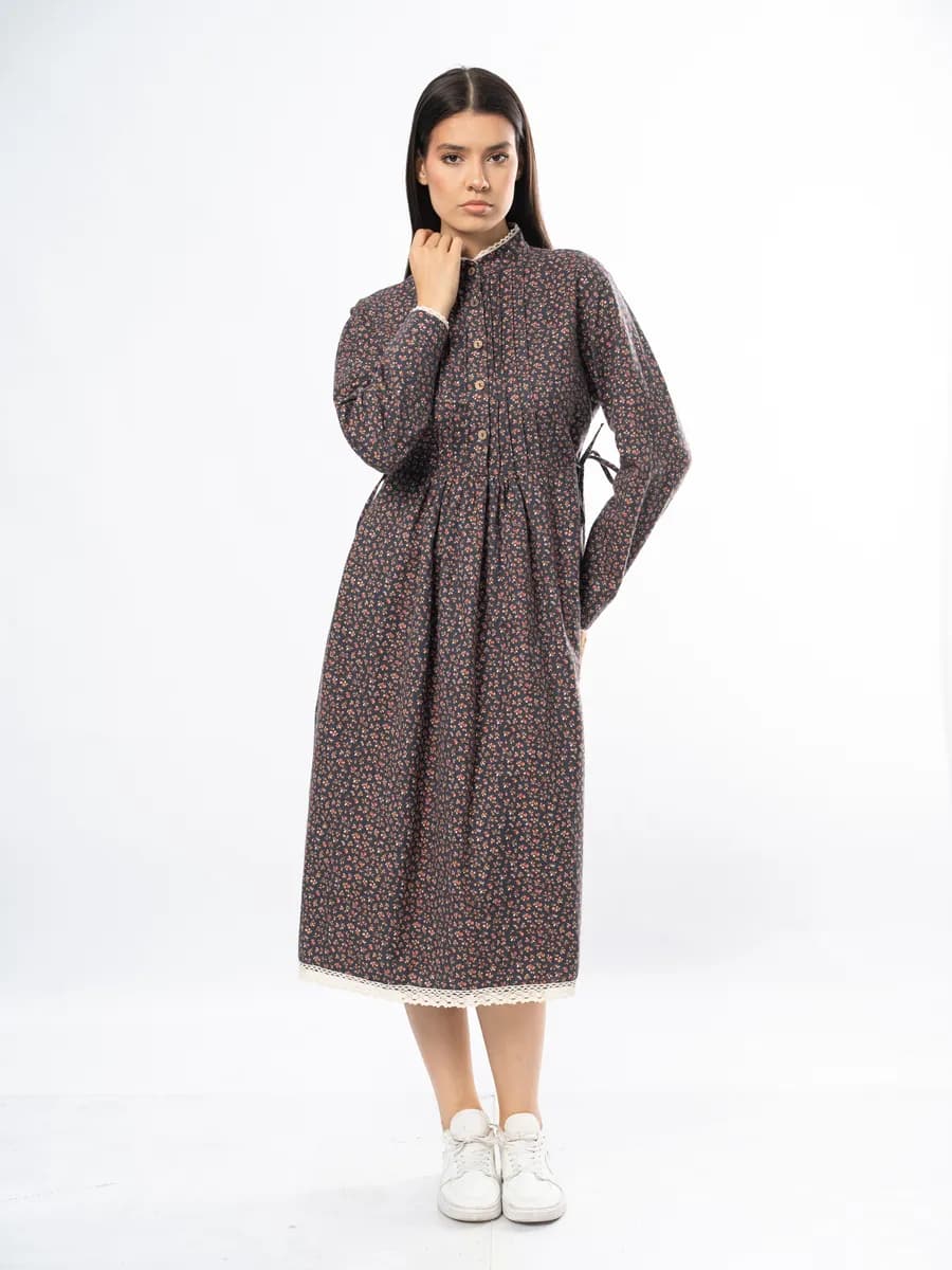 фланелевое винтажное осенне-зимнее платье бохо-шик