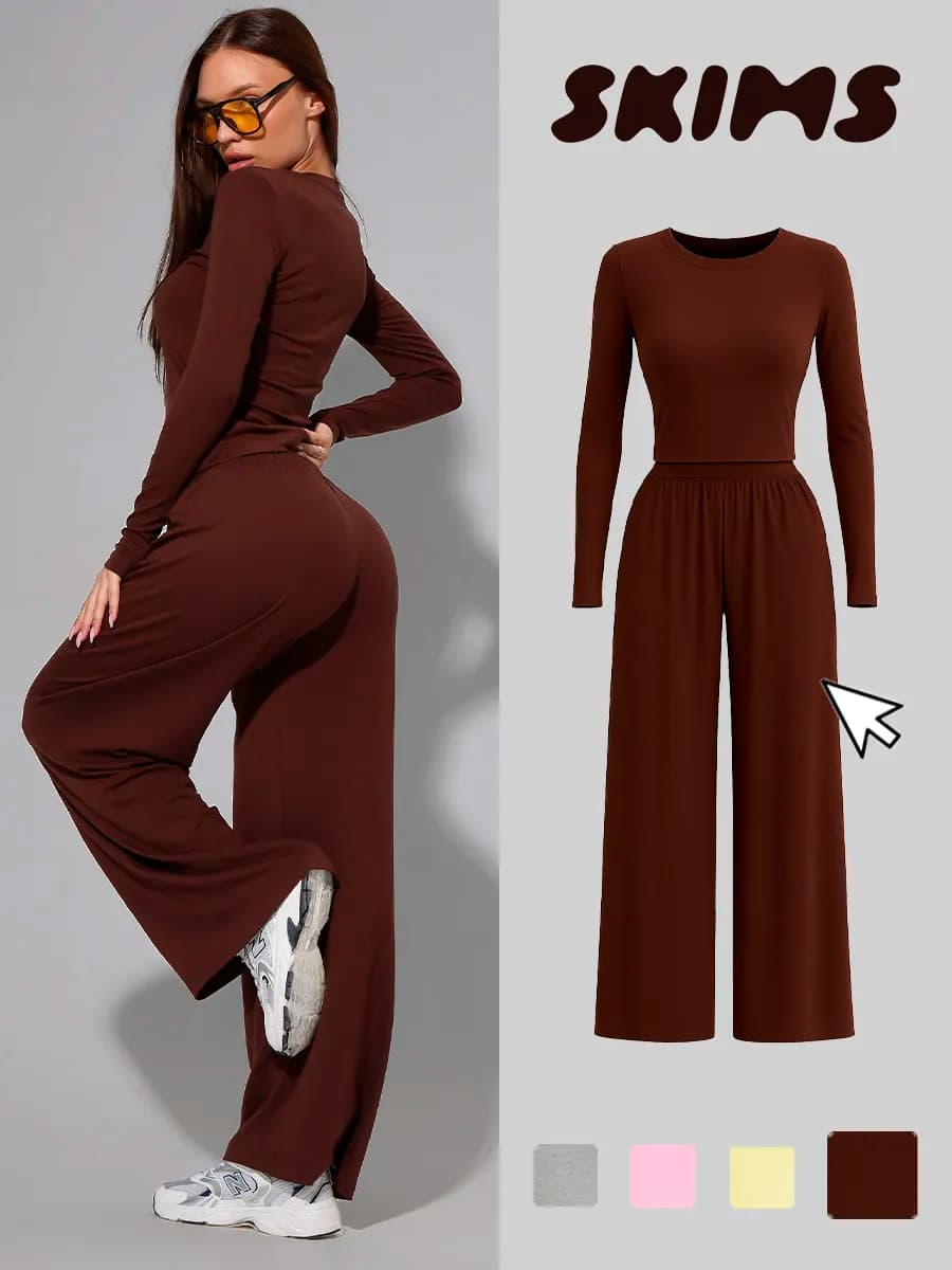 Костюм с лонгсливом и штанами skims