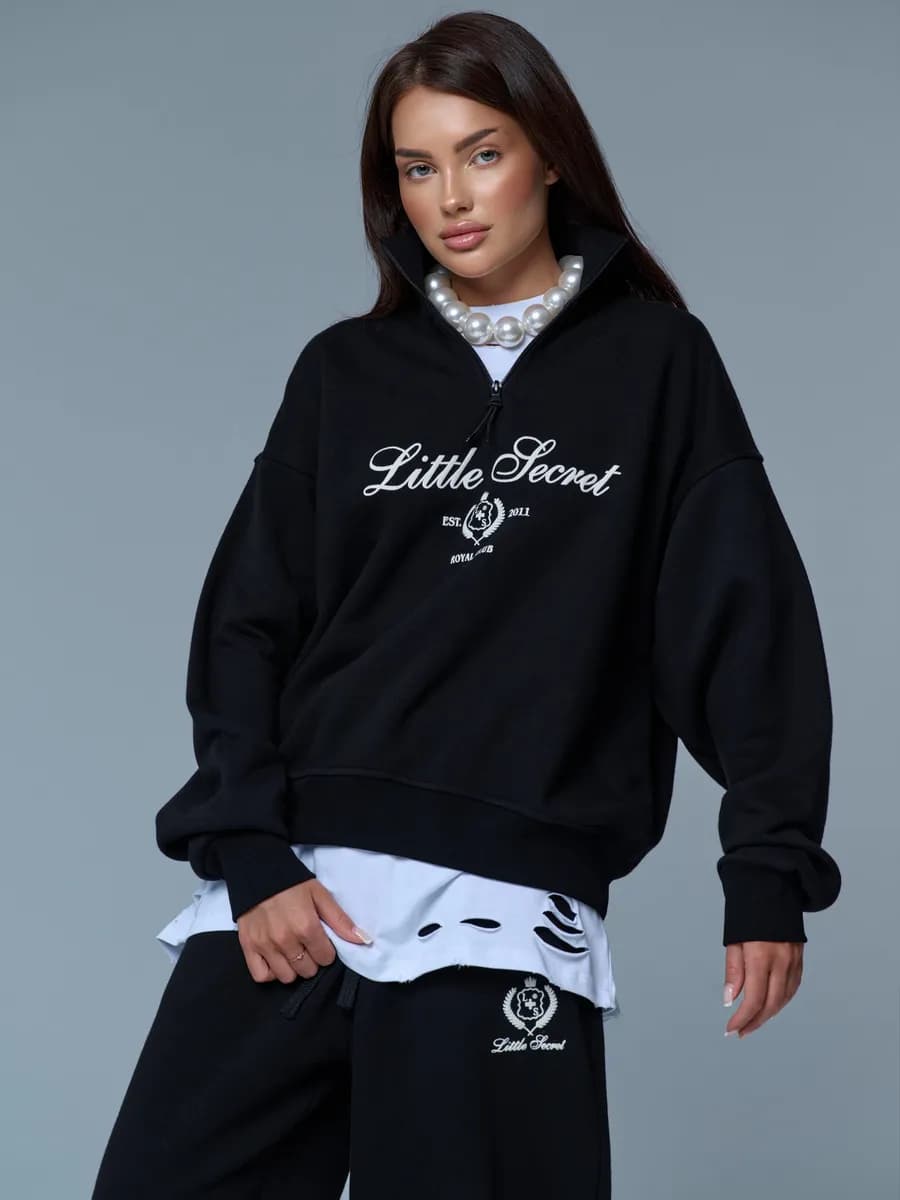 Свитшот оверсайз на молнии с начесом