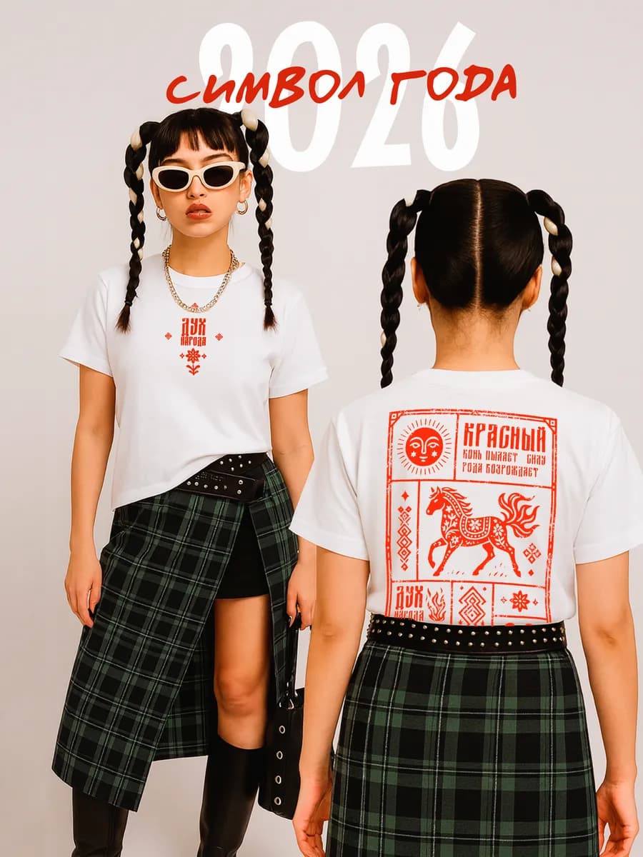 Футболка белая с принтом Дух Народа