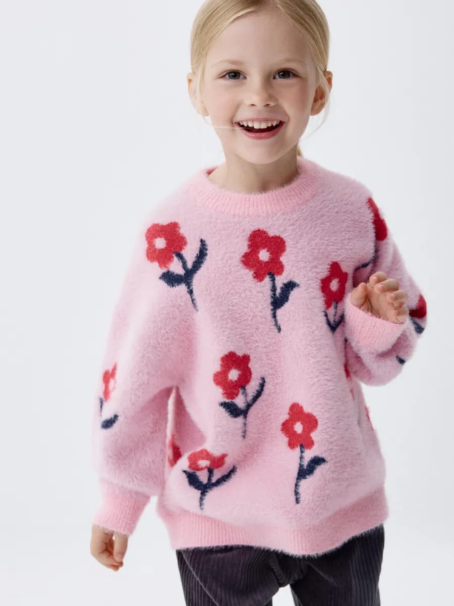 Вязаный джемпер пушистый оверсайз - фото 1