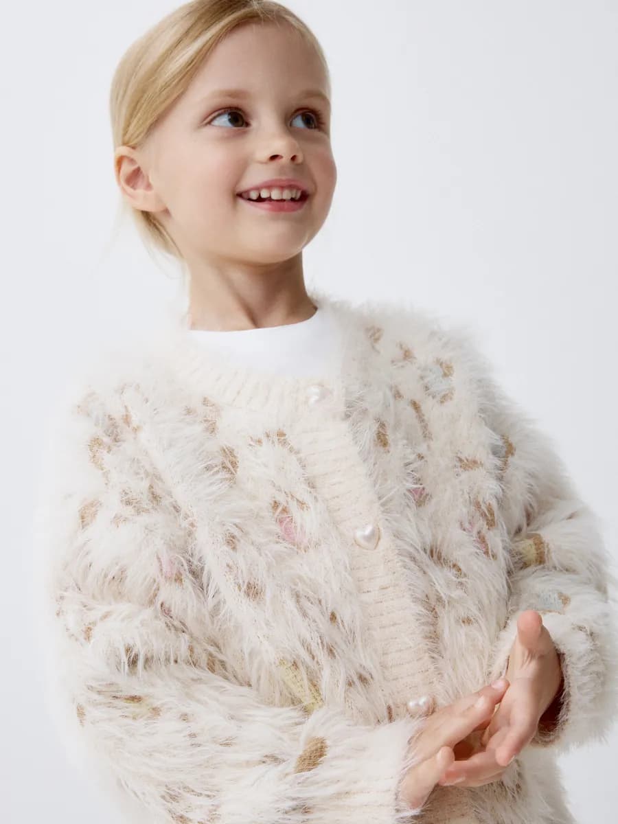 Кардиган оверсайз пушистый с принтом