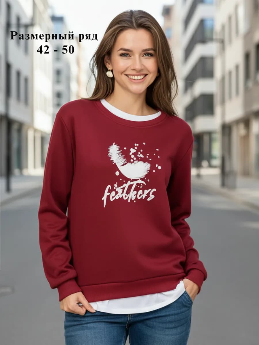 Свитшот с принтом с начесом