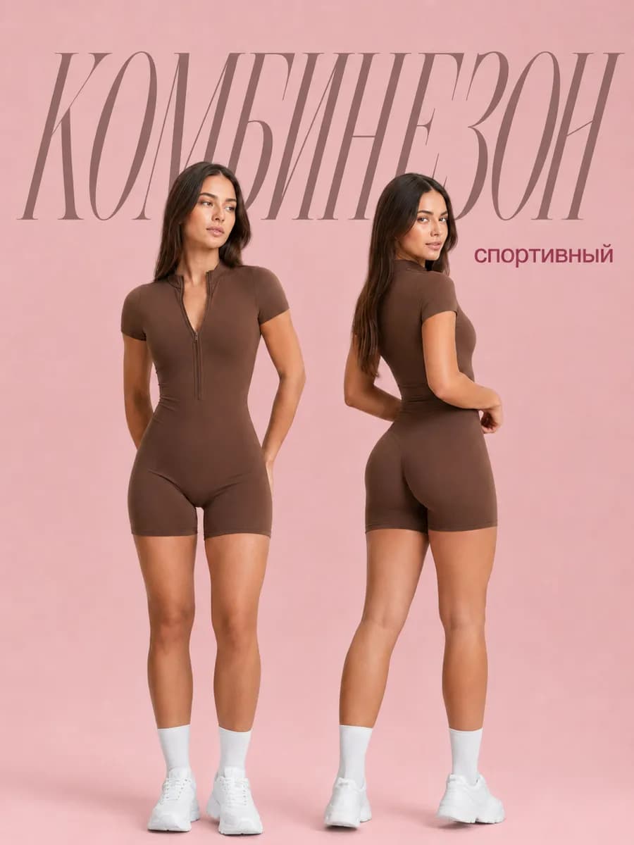 Комбинезон спортивный для фитнеса и йоги с шортами