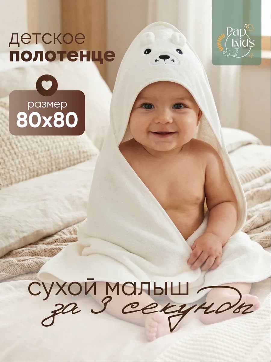 Детское полотенце для новорожденного с капюшоном уголок