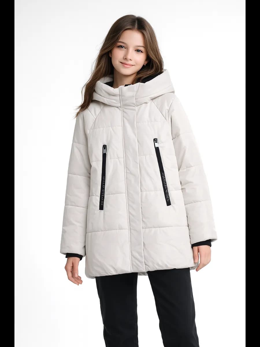 Куртка стеганая укороченная с капюшоном