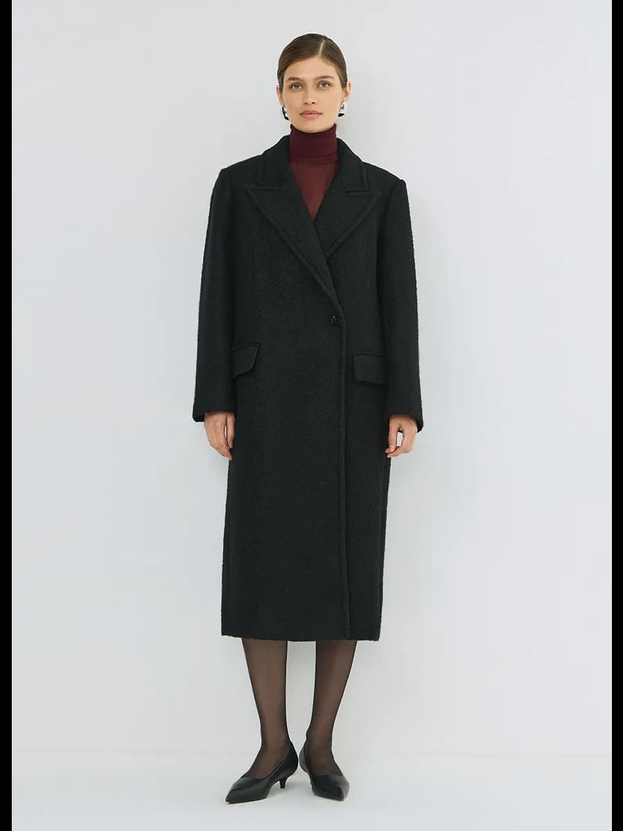 Длинное двубортное пальто - фото 1