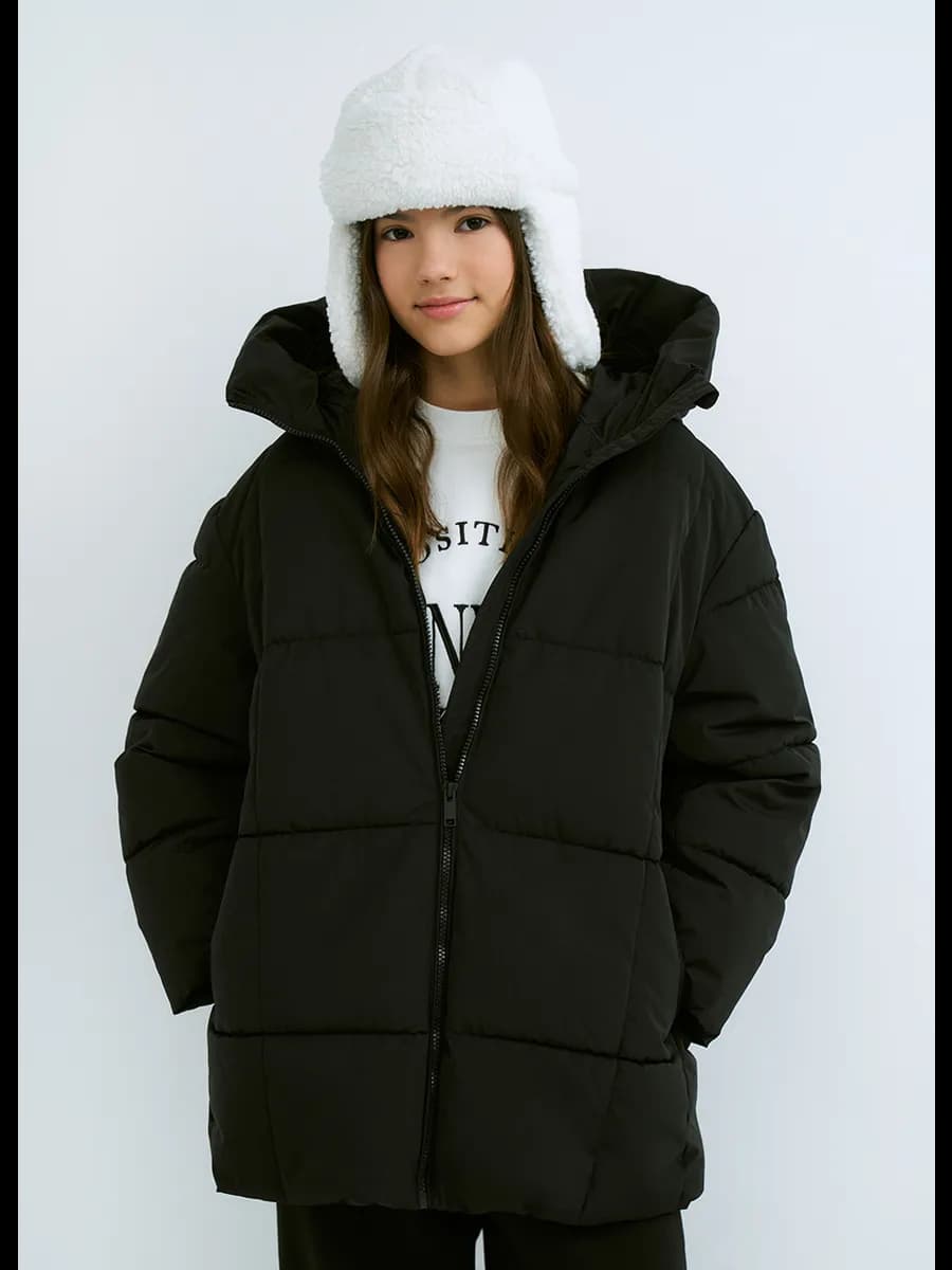 Куртка зимняя пуховик для подростка с капюшоном - фото 1