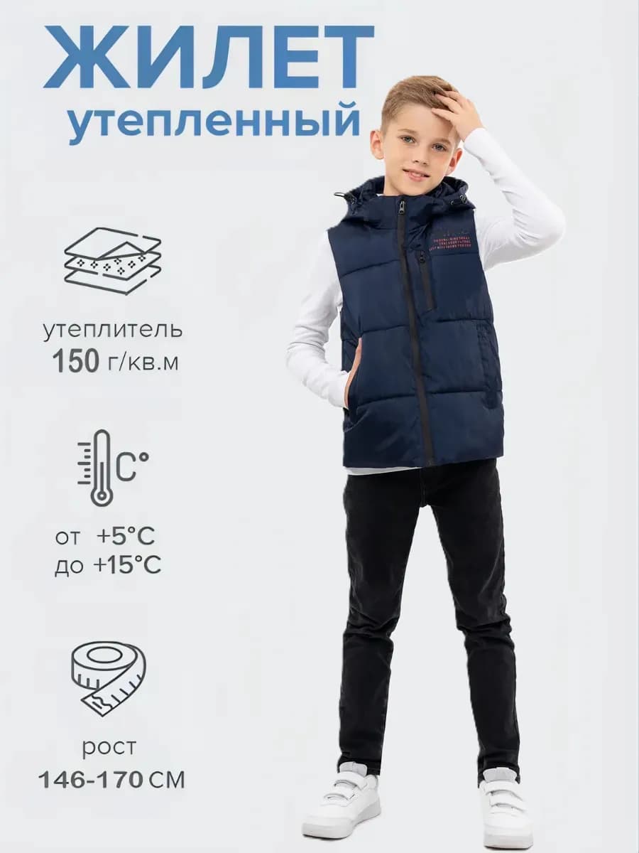 Жилет утепленный демисезонный с капюшоном