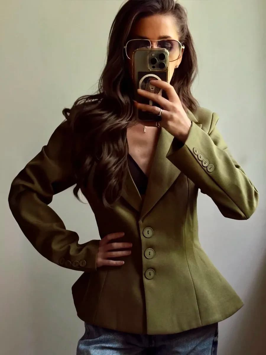 Пиджак приталенный блейзер классический жакет с баской