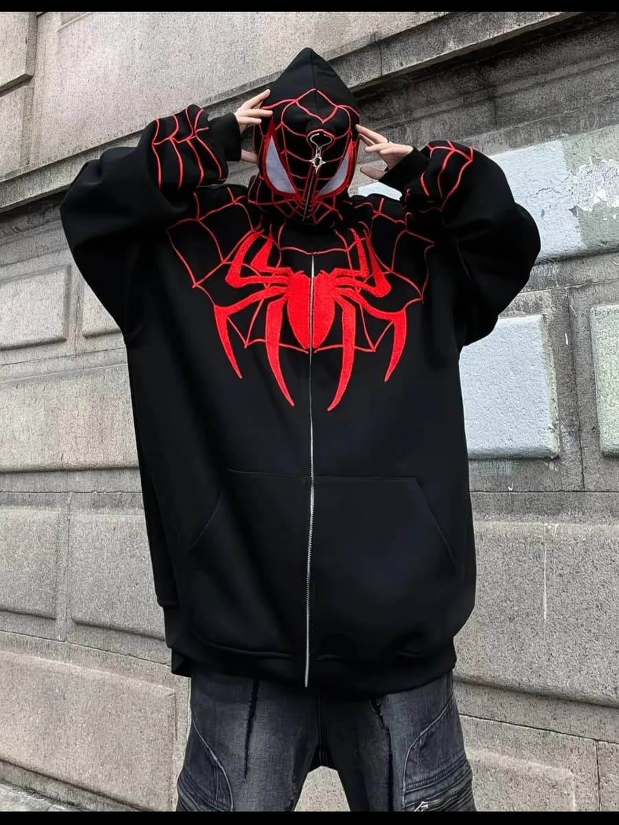 Зип худи человек паук на молнии оверсайз