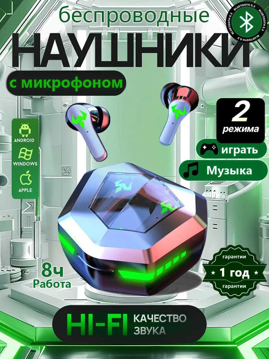 Наушники беспроводные блютуз игровые TWS для андроид N35