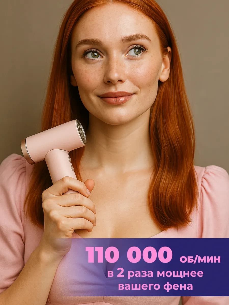 Мини фен для волос дорожный компактный розовый