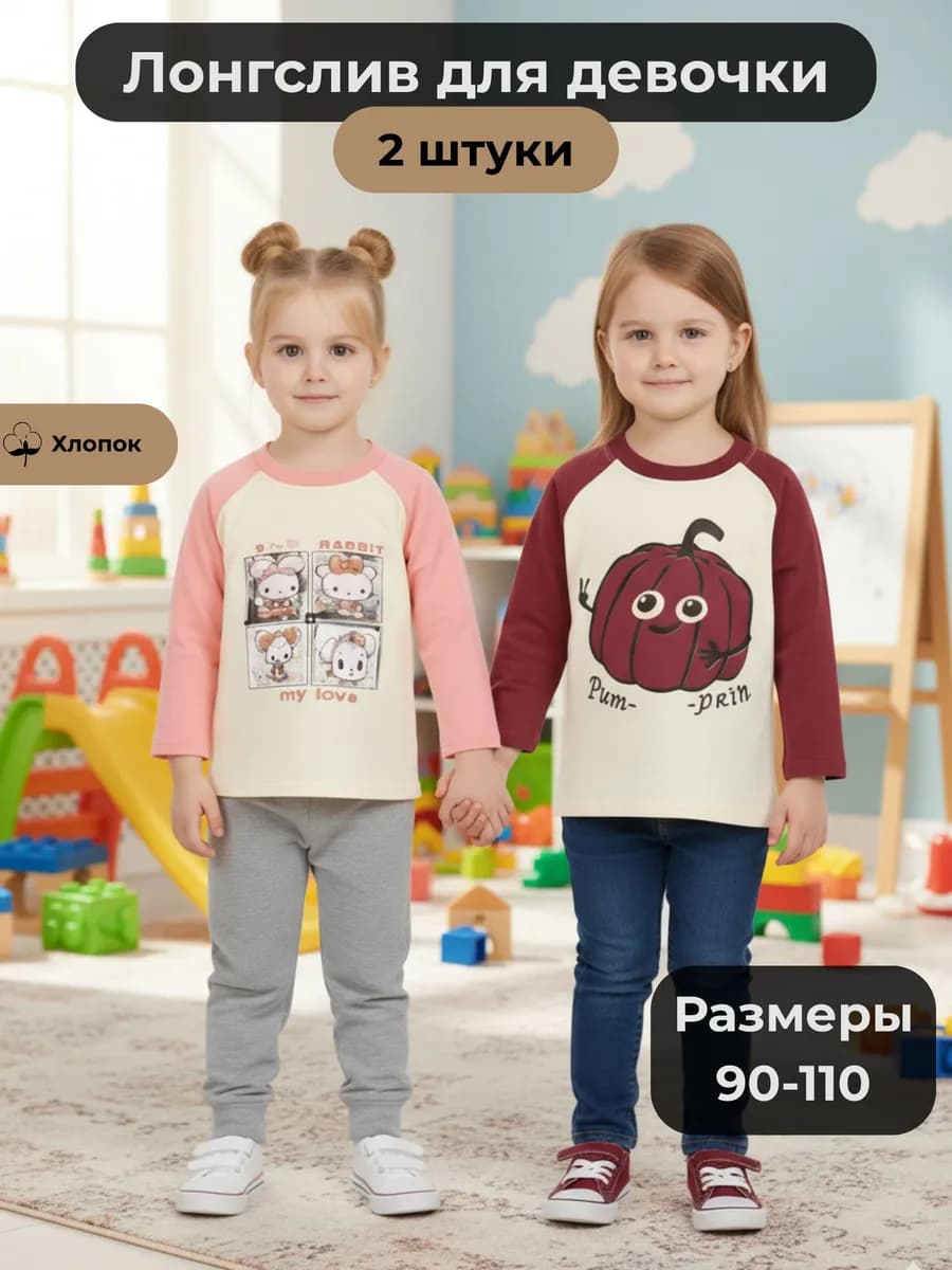 Лонгслив детский набор из 2 штук футболка с длинным рукавом