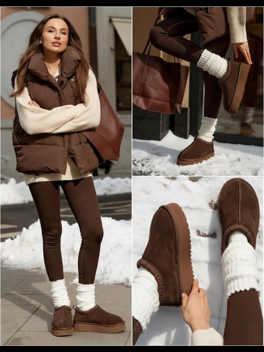 Угги зимние короткие из натуральной замши