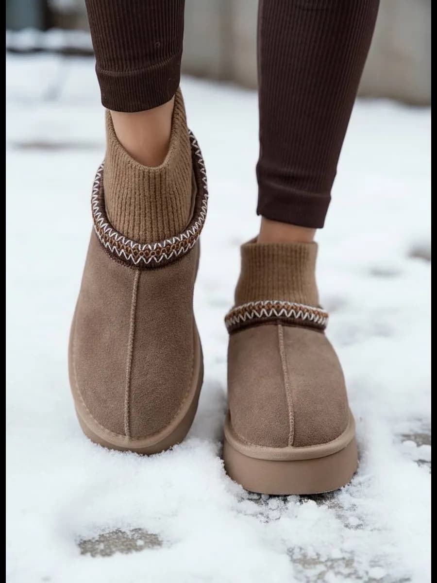 Угги зимние с мехом из натуральной замши