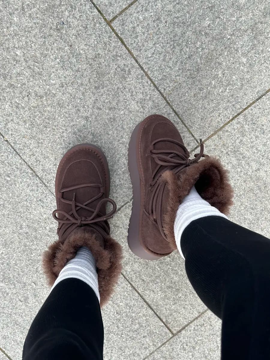 Угги зимние с мехом из натуральной замши