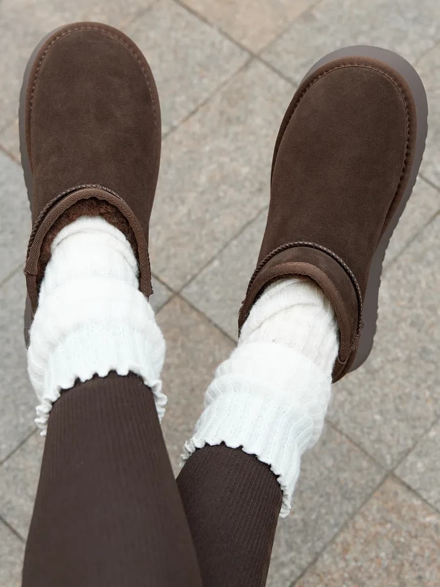 Угги зимние с мехом из натуральной замши