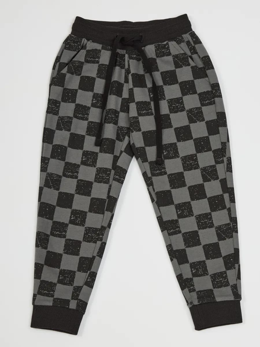 Брюки спортивные с принтом в клетку