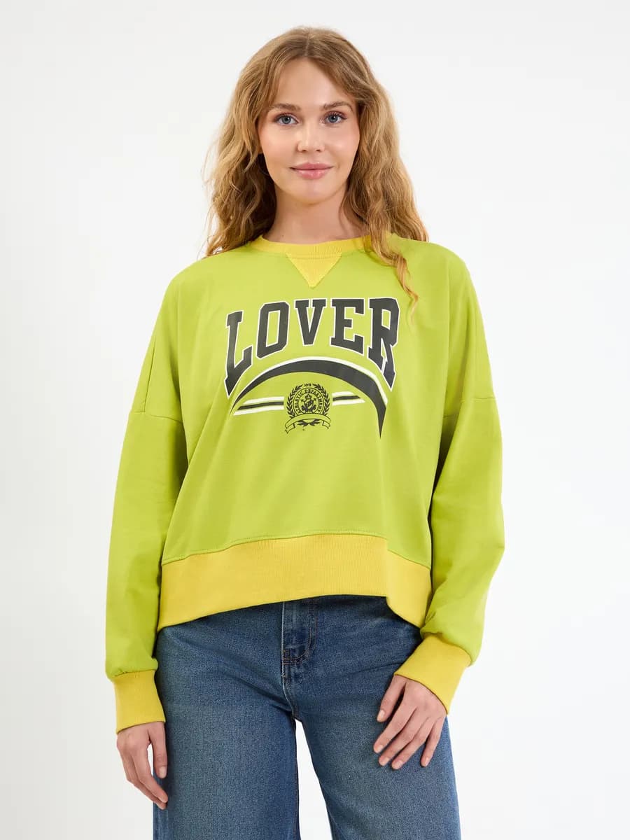 Свитшот свободного кроя с принтом