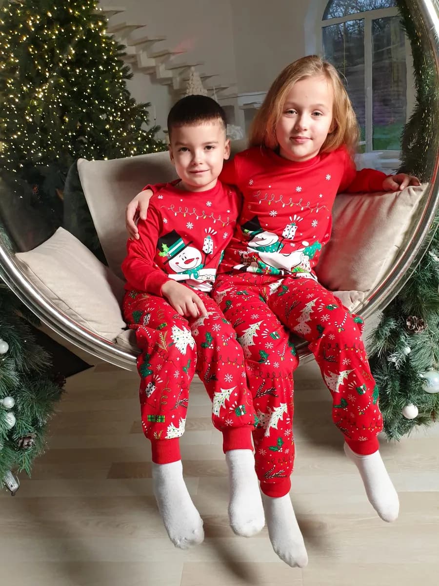 Пижама детская со штанами новогодняя в садик