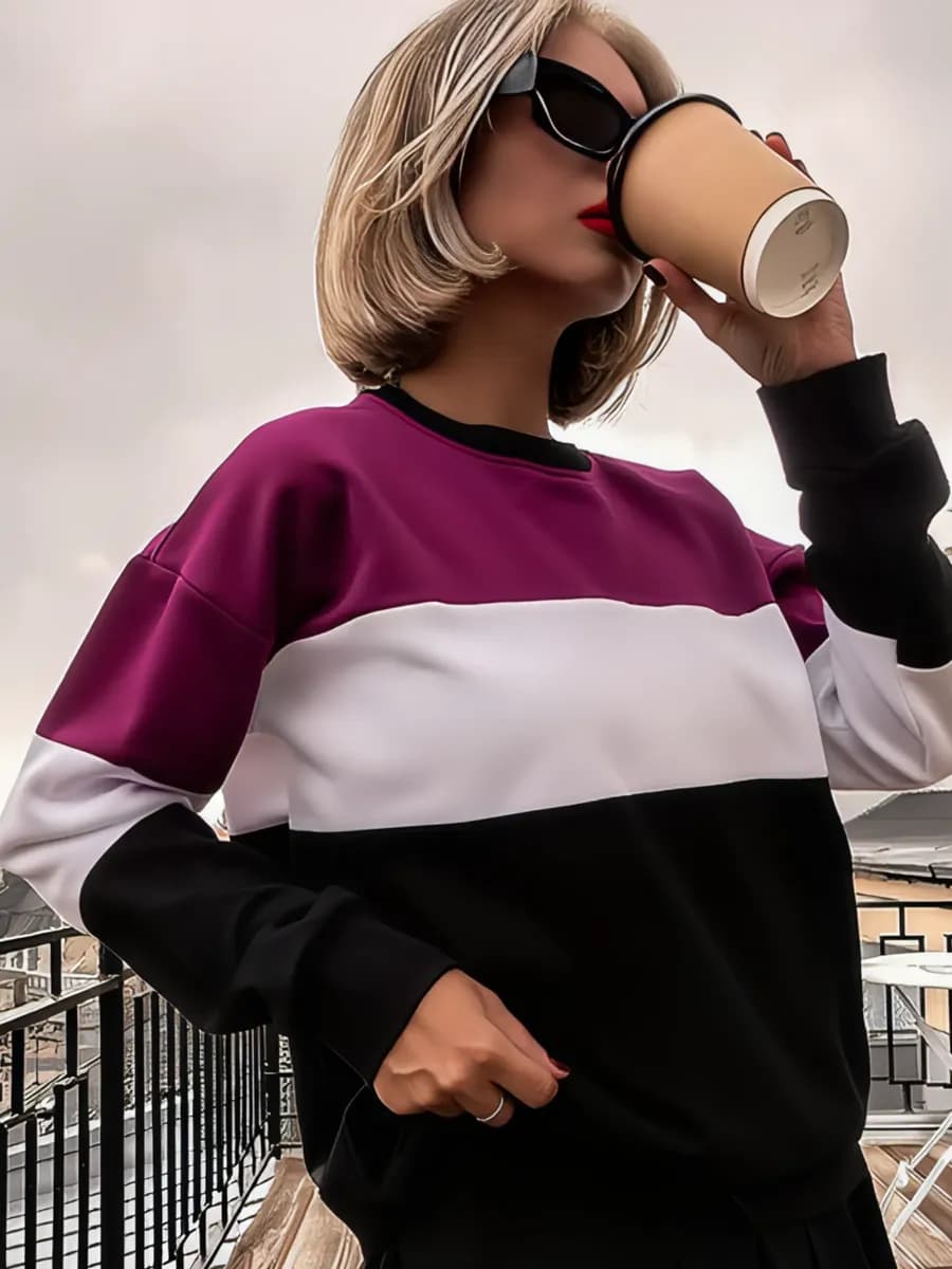 Свитшот оверсайз без начеса больших размеров осенний