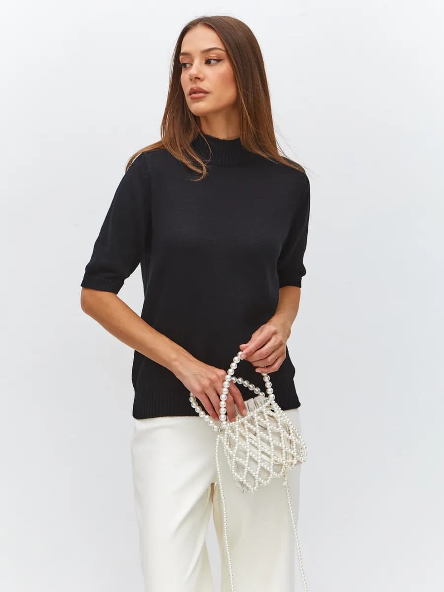 Джемпер кофта с коротким рукавом в офис - фото 1