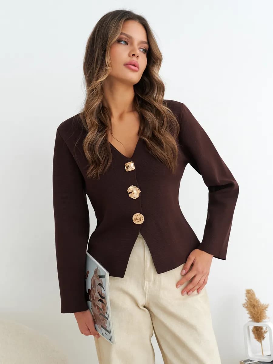 Кардиган вязаный с золотыми пуговицами олд мани