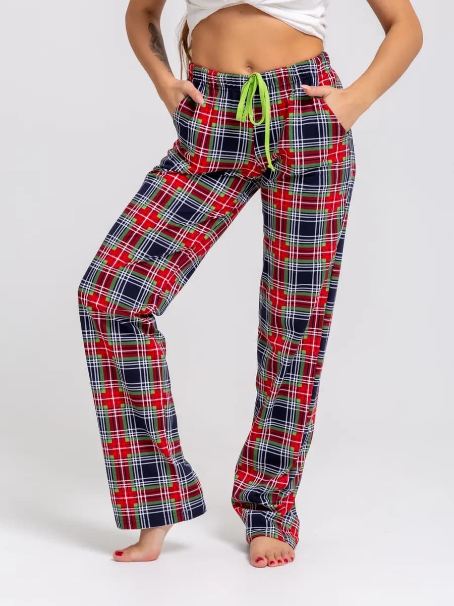 Брюки домашние трикотажные в клетку