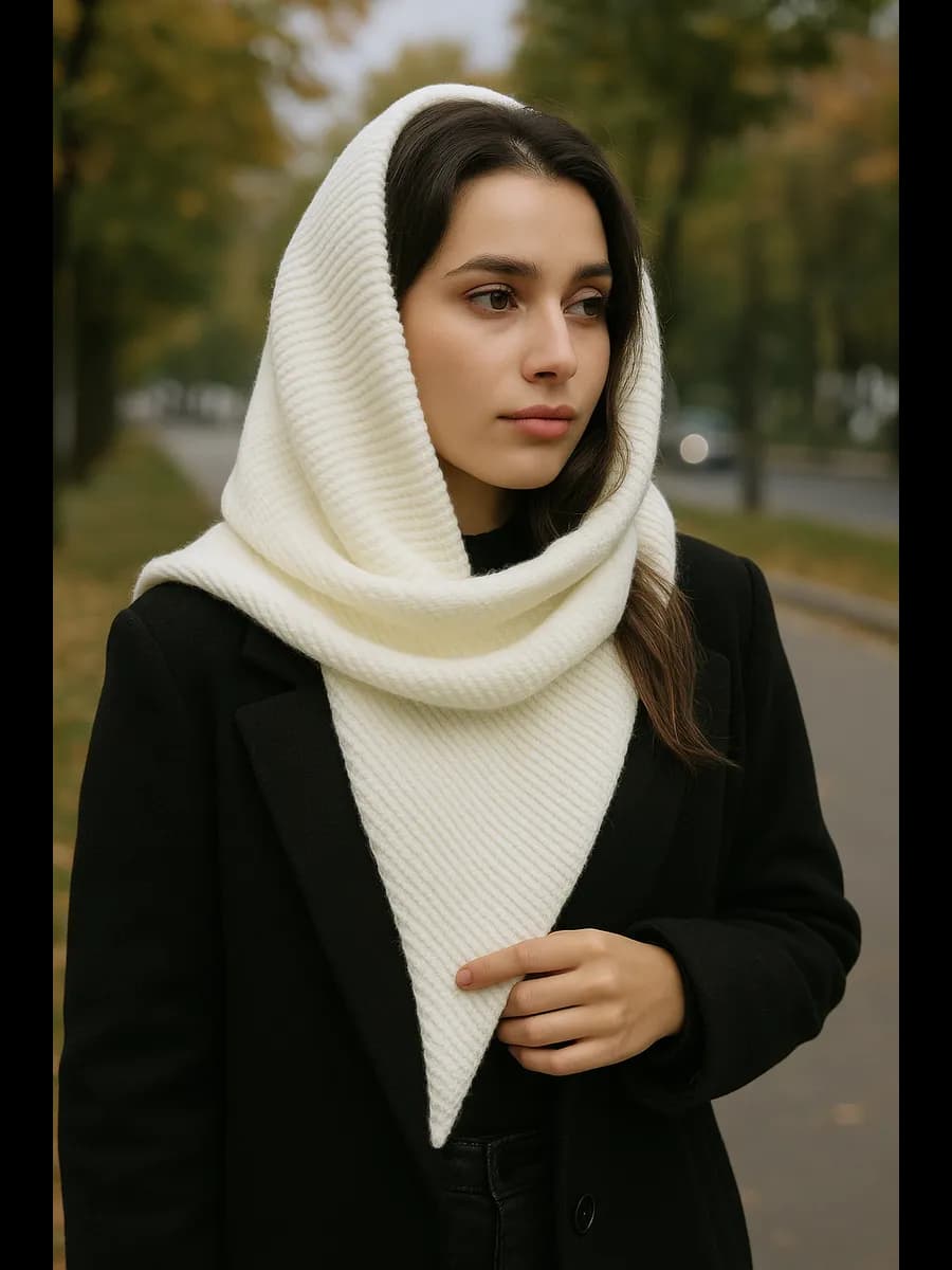 Косынка платок шарф снуд вязанная шерстянная зимняя