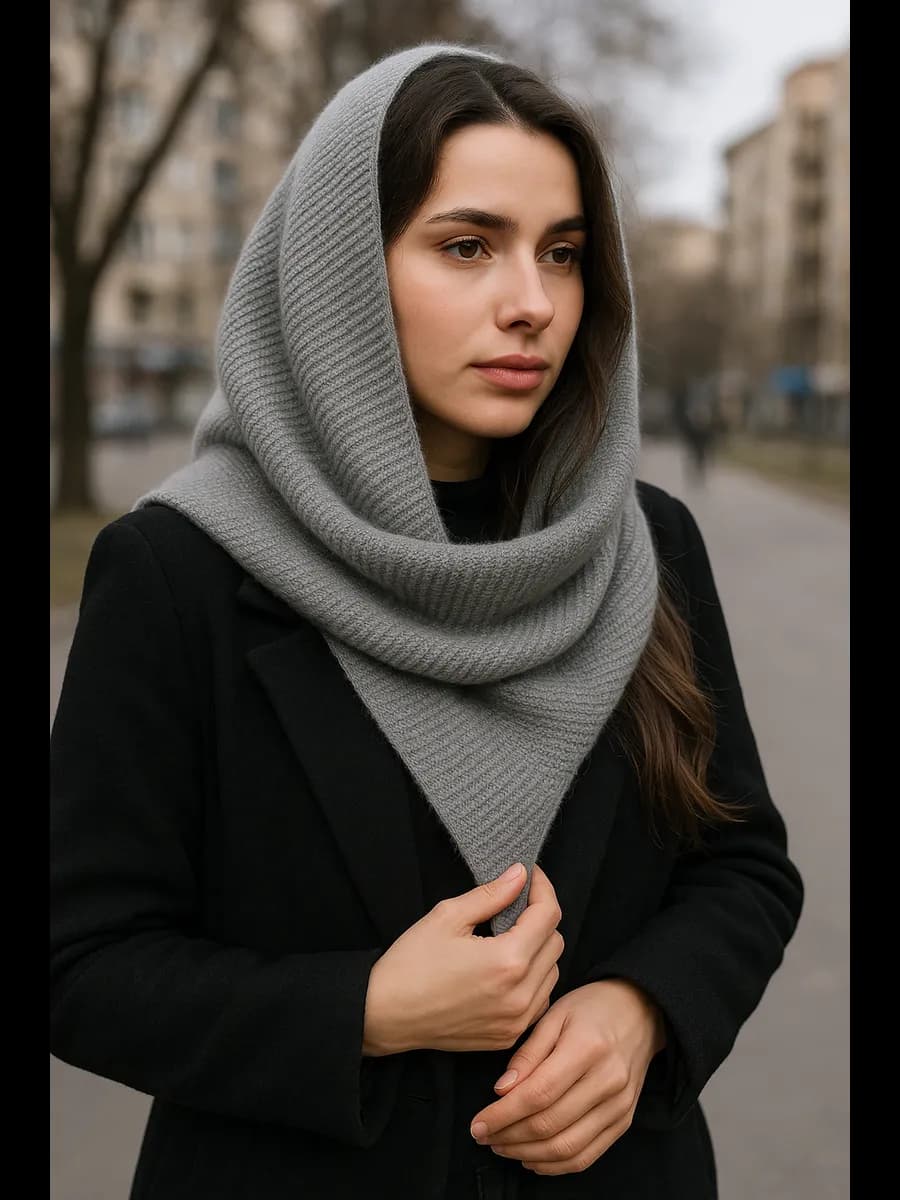 Косынка платок шарф снуд вязанная шерстянная зимняя