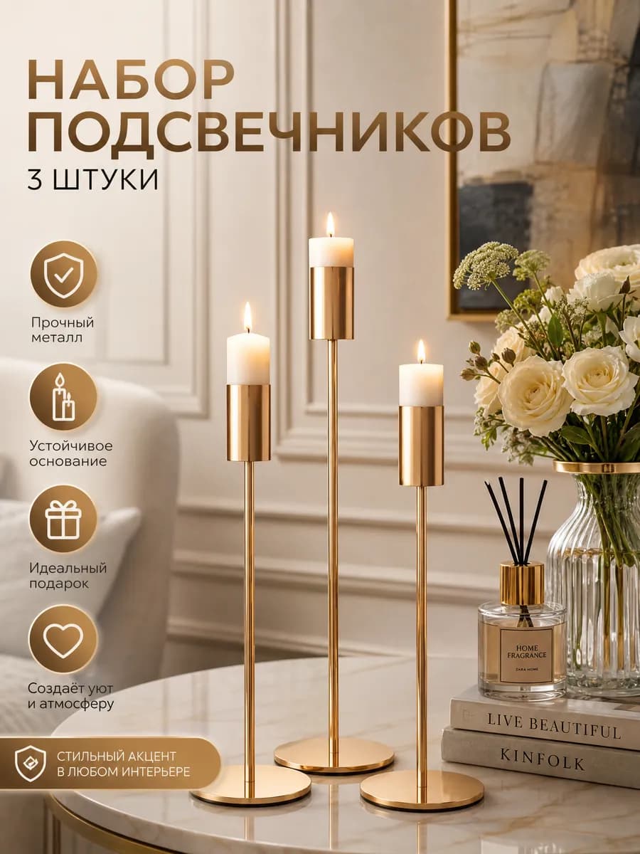 Металлический подсвечник, для свечей набор