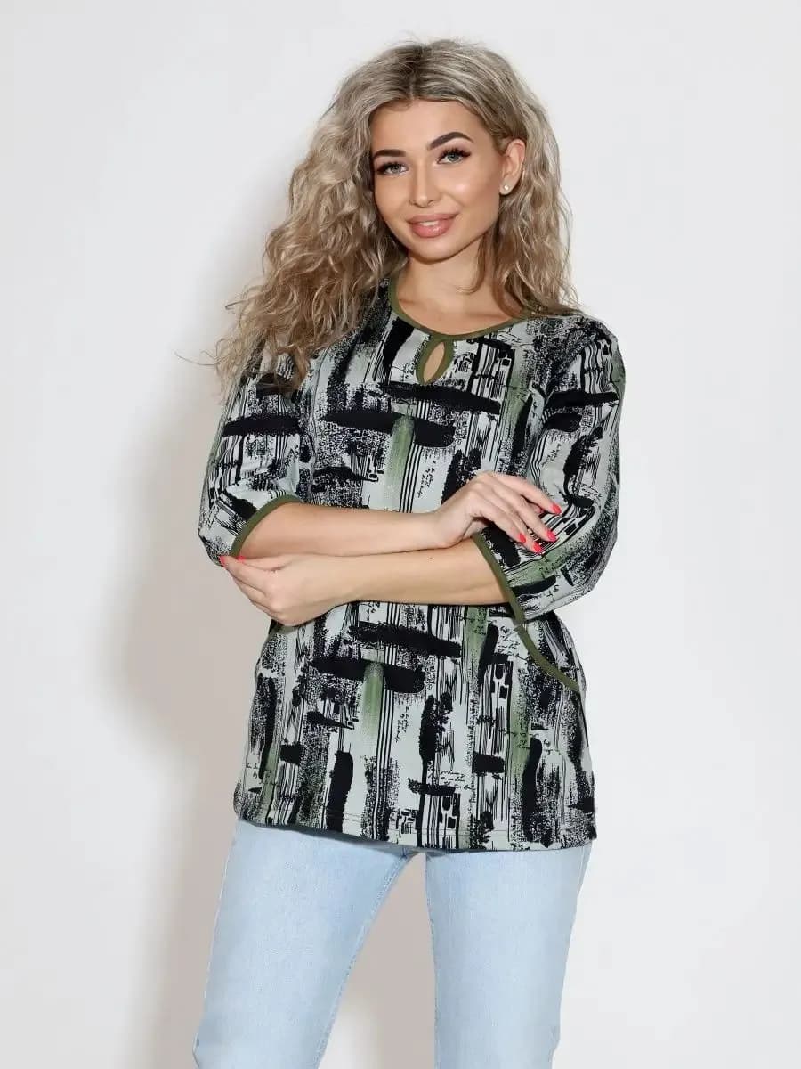 Футболка хлопковая с длинным рукавом с карманом