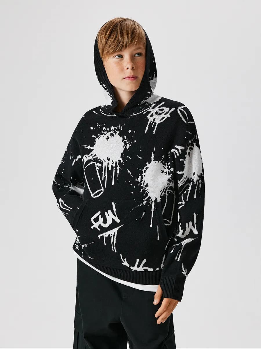 Джемпер худи вязаный с капюшоном