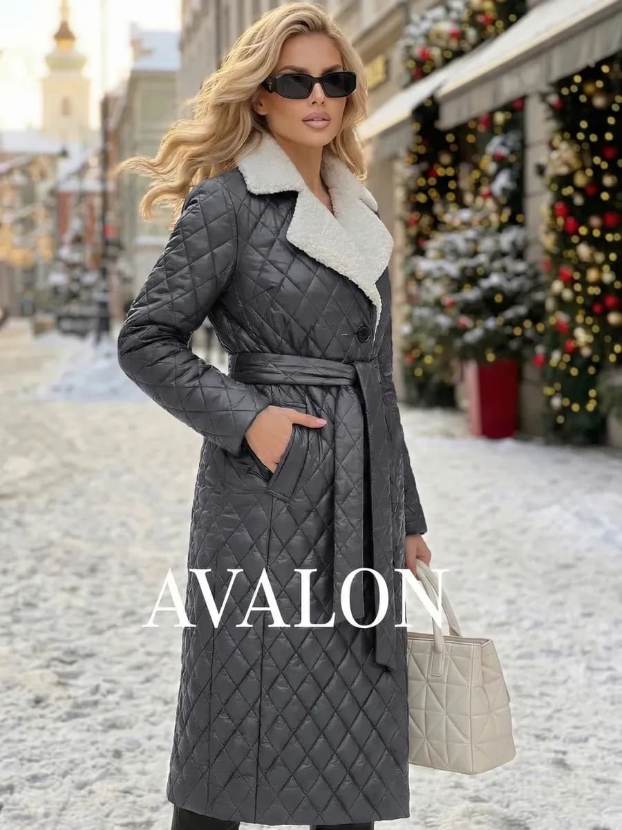 Пальто приталенное стеганое - фото 1