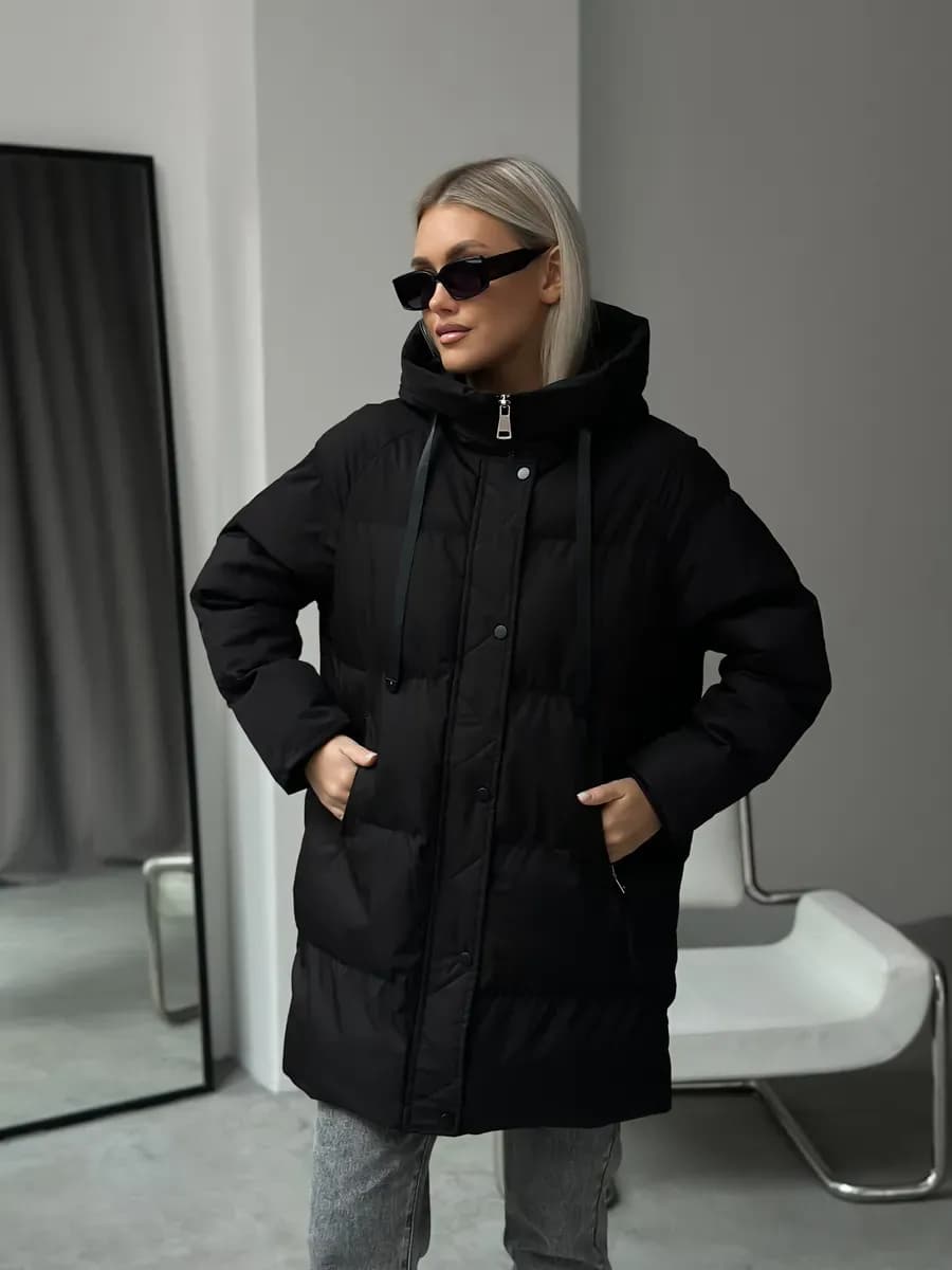 Куртка зимняя женская пуховик с капюшоном