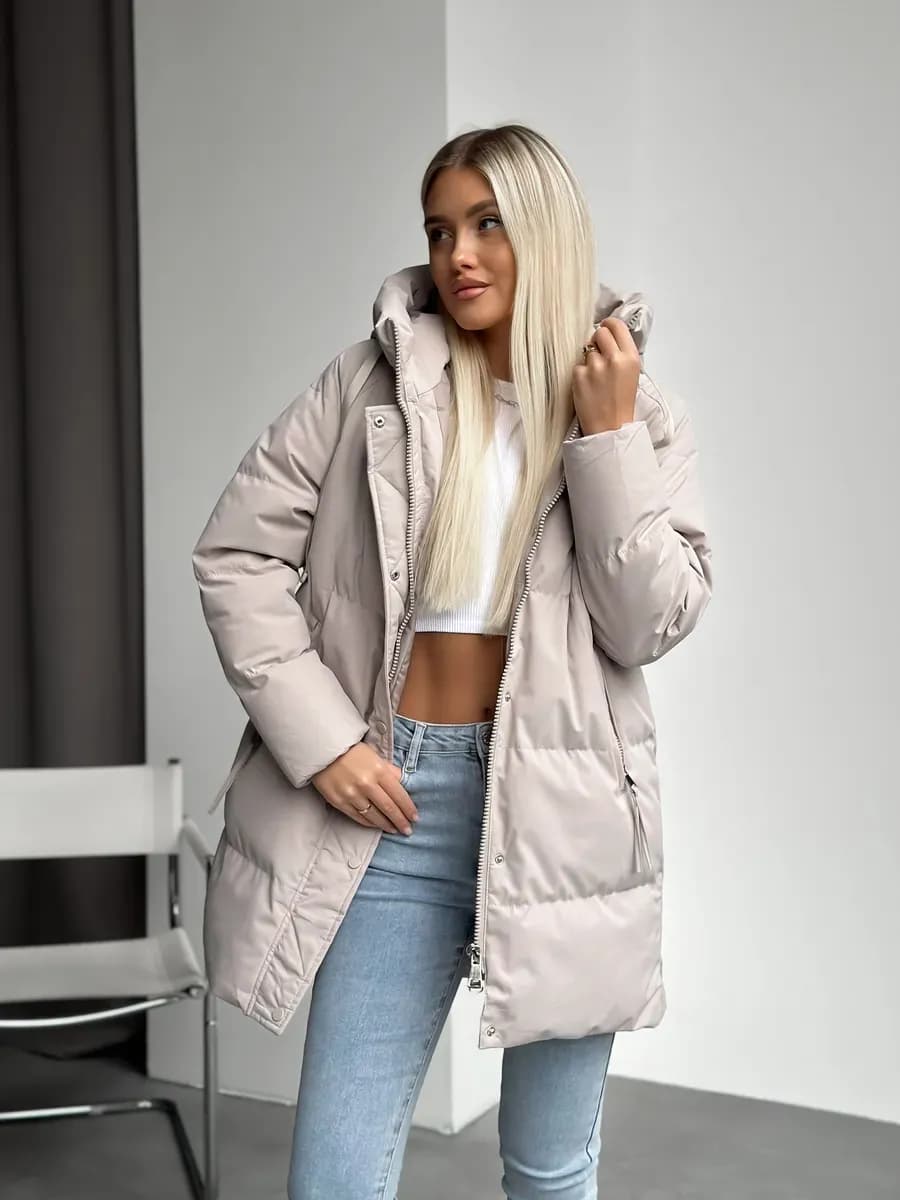 Куртка зимняя женская пуховик с капюшоном