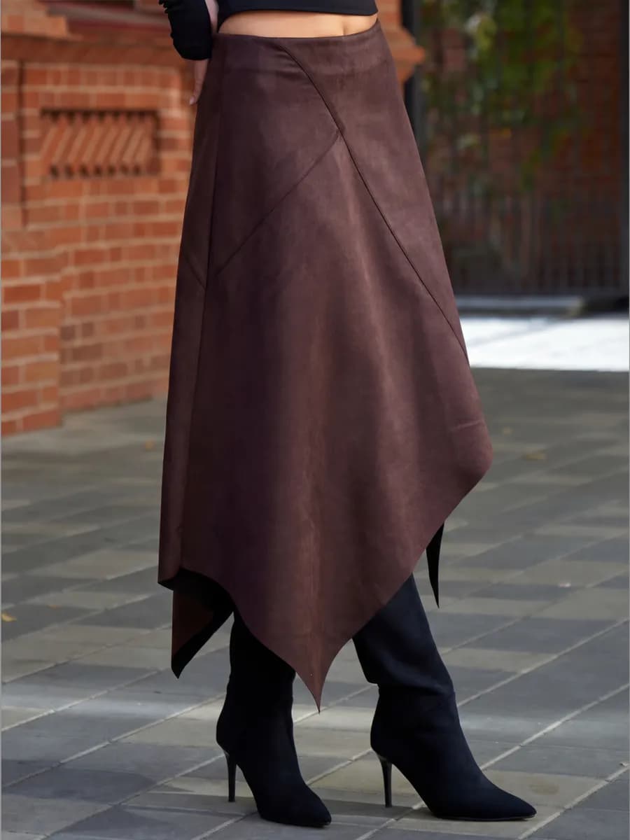 Юбка замшевая трапеция миди