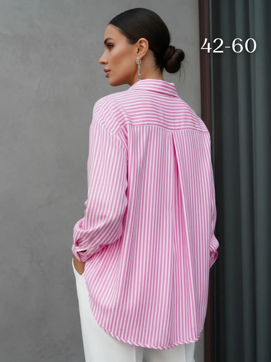 Рубашка оверсайз в полоску удлиненная