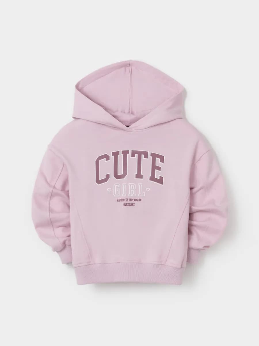 Худи оверсайз из хлопка с начесом для девочки