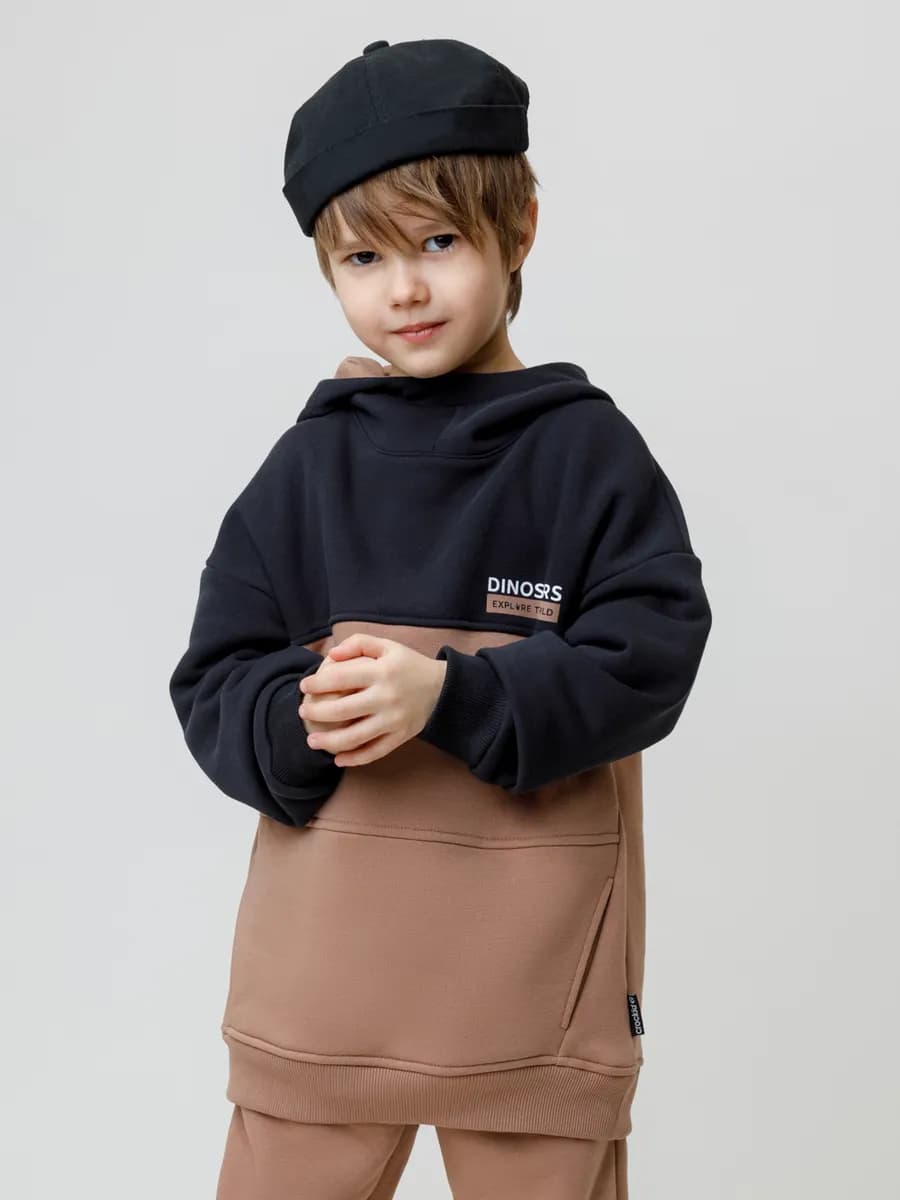 Худи оверсайз из хлопка с начесом для мальчика