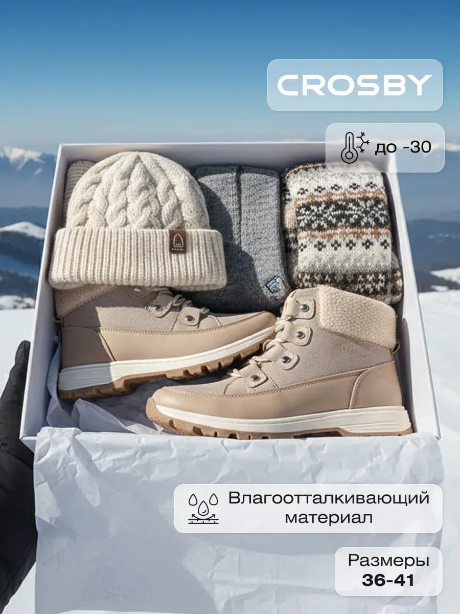 Ботинки зимние на толстой подошве с мехом - фото 1