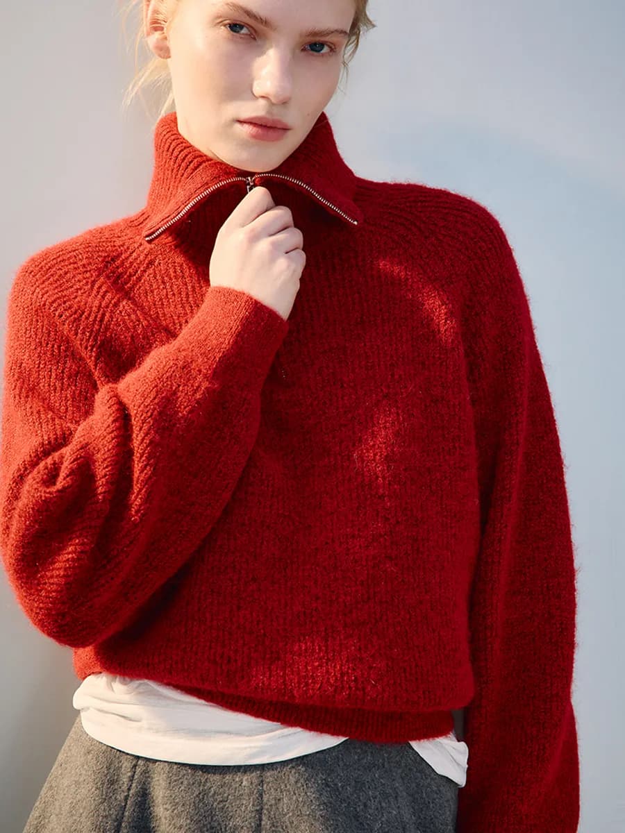 Джемпер на молнии вязаный с шерстью