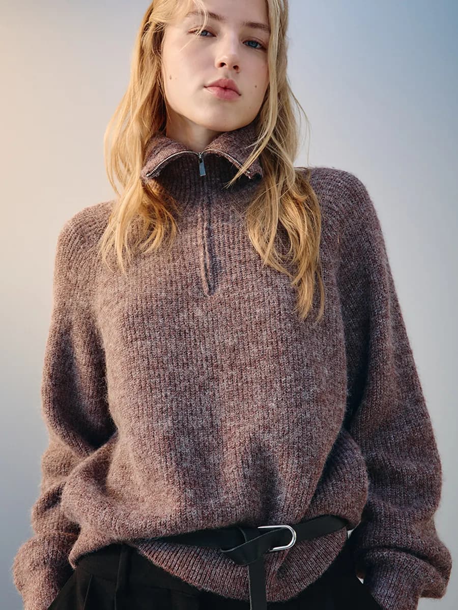 Джемпер на молнии вязаный с шерстью