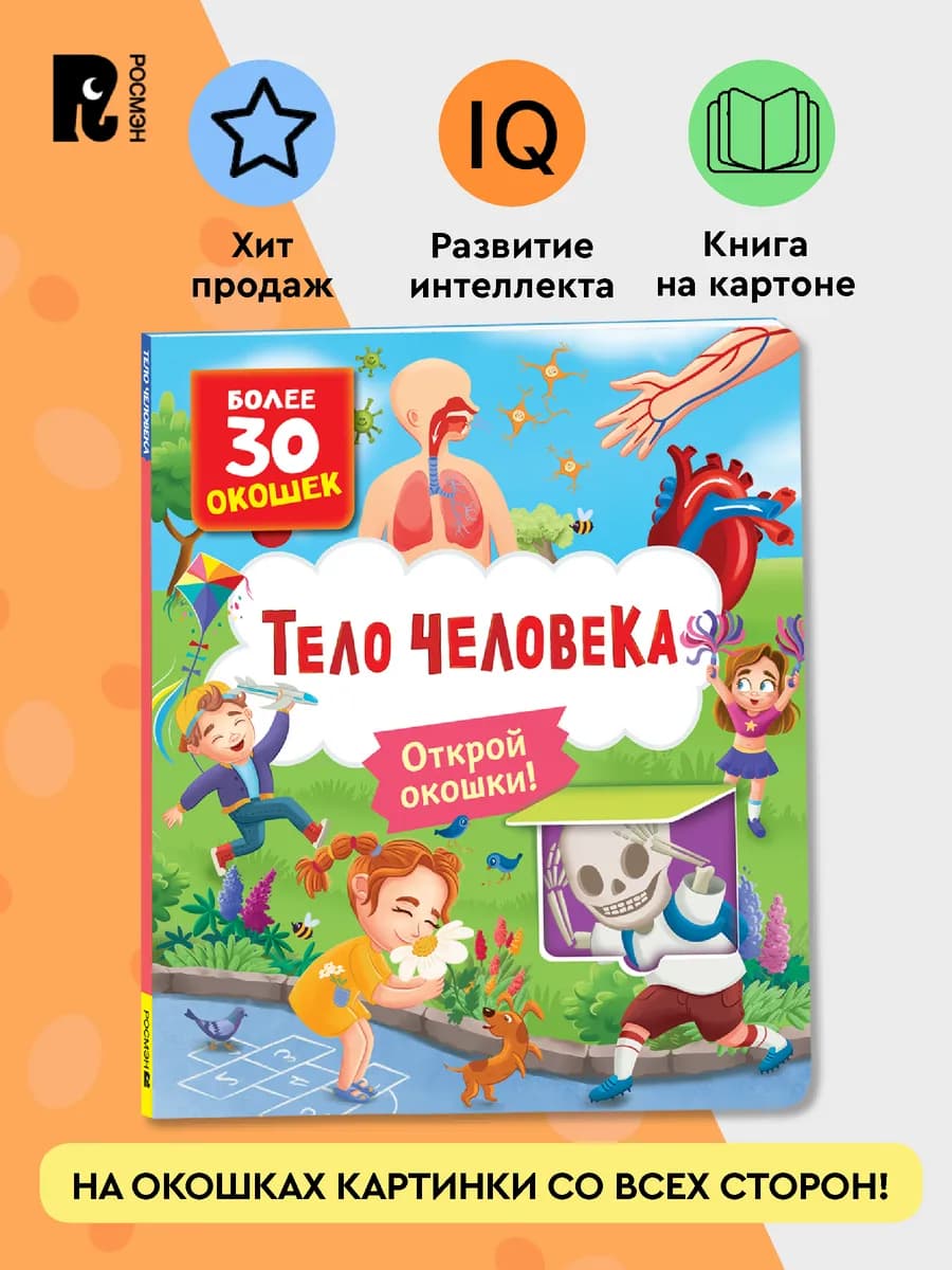 Книги с окошками. Тело человека. Развитие малыша 1+