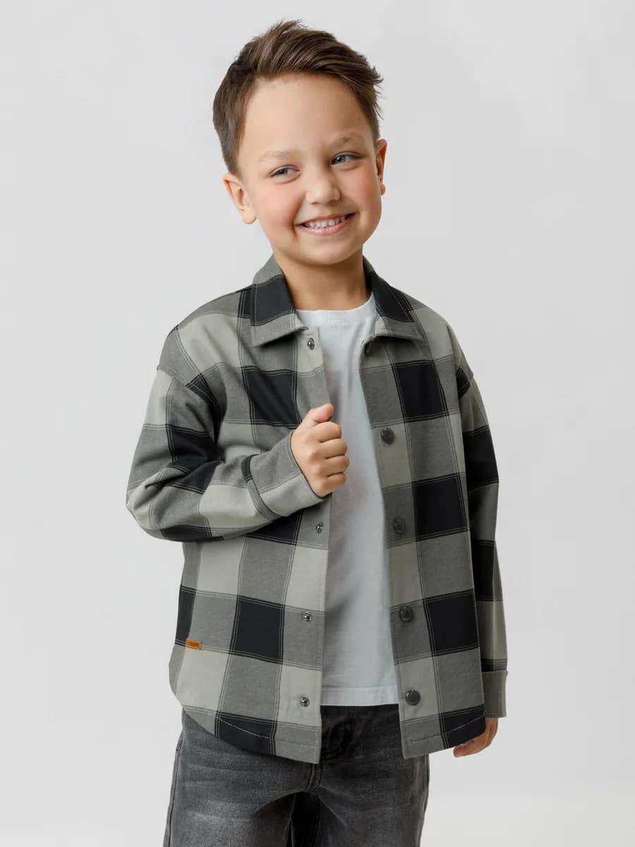 Хлопковая рубашка для мальчика с длинным рукавом