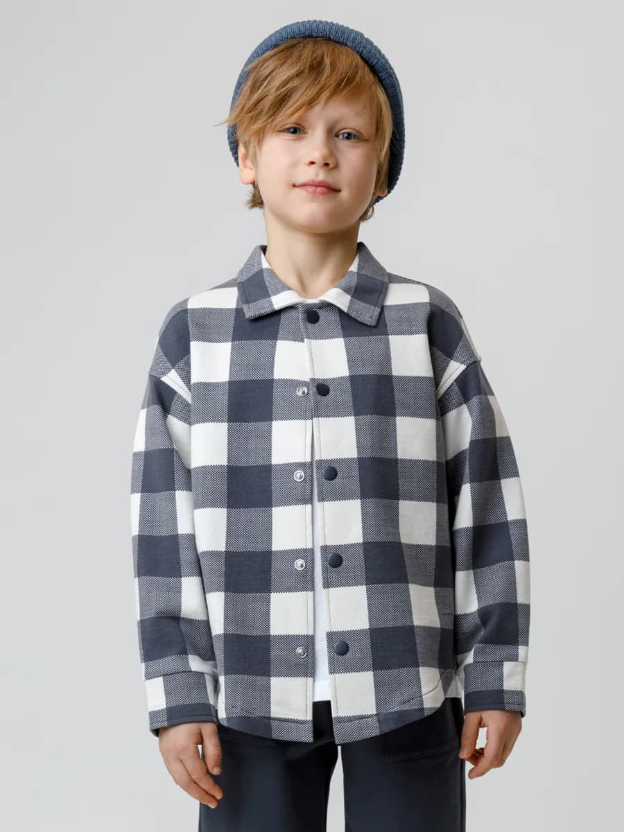 Хлопковая рубашка для мальчика с длинным рукавом