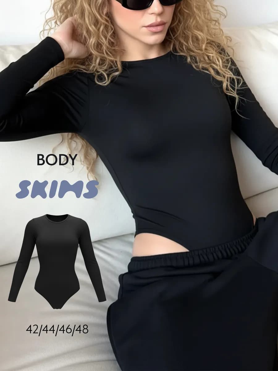 Боди женское с длинным рукавом вечернее утягивающее