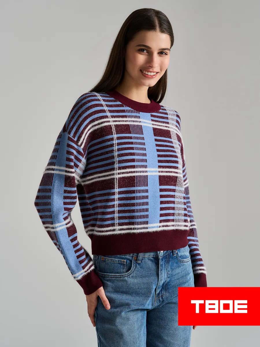 Джемпер трикотажный в клетку